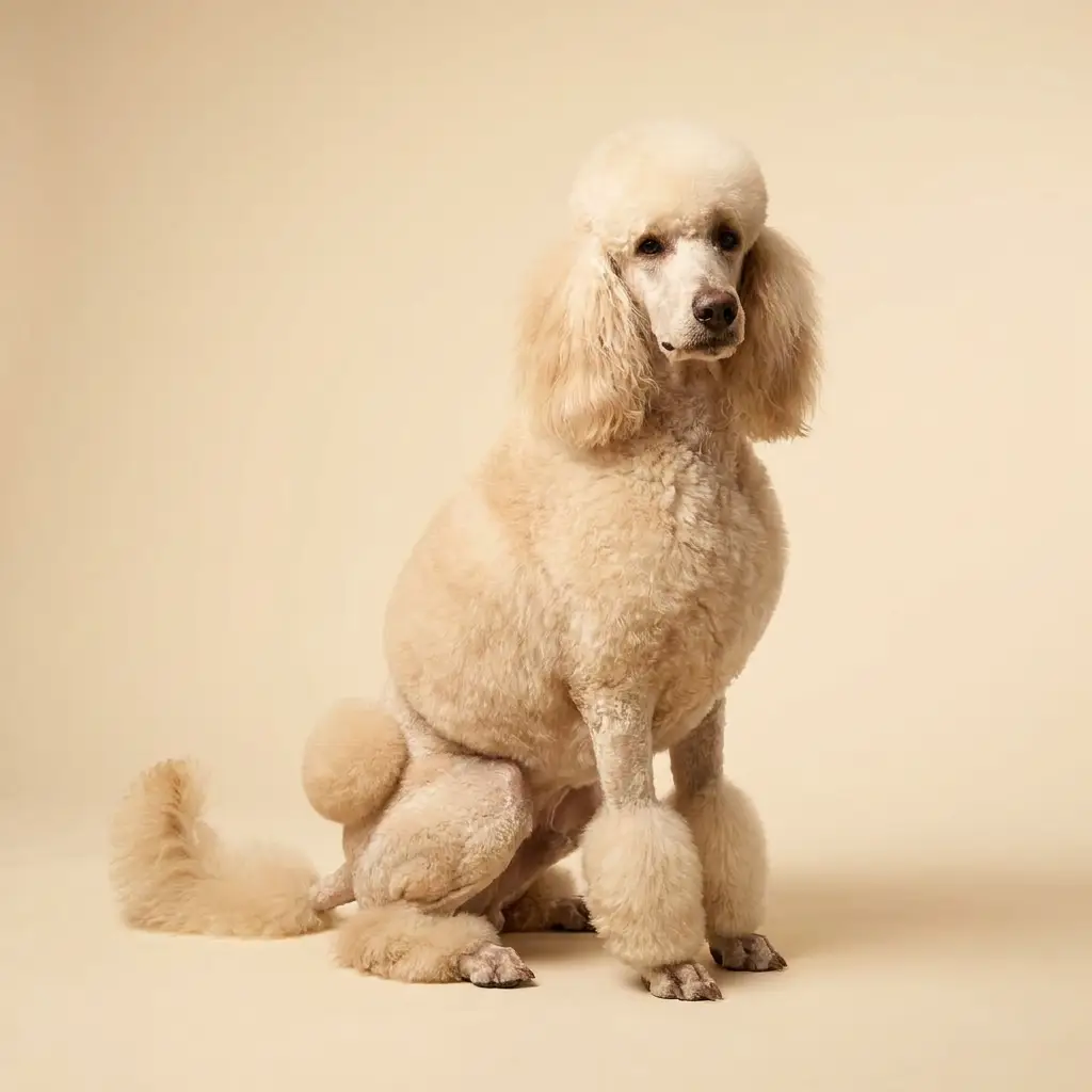 Elegant cream standard poodle with show-quality trim