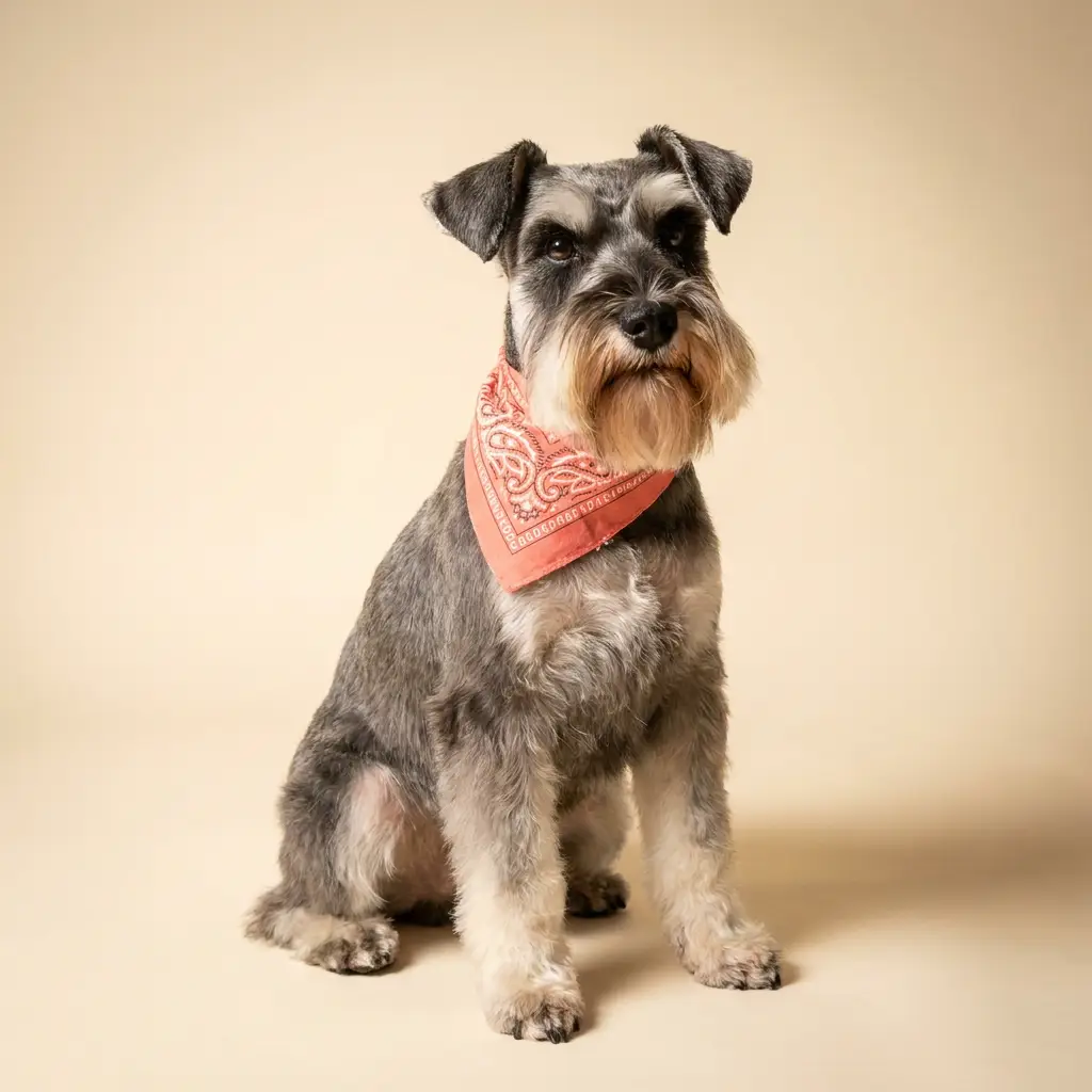 Freshly groomed miniature schnauzer with crisp breed cut